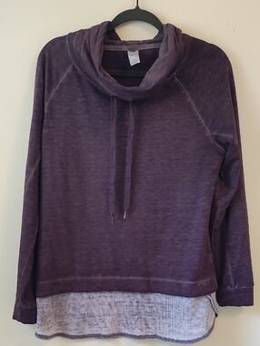 Te Verde Purple Layered Cowl Neck Top.